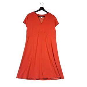 J Jill A-line Petite Large Dress Short Sleeve Orange V-Neck